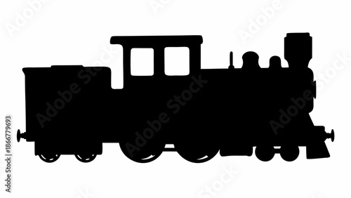 Vintage train silhouette on white background for design