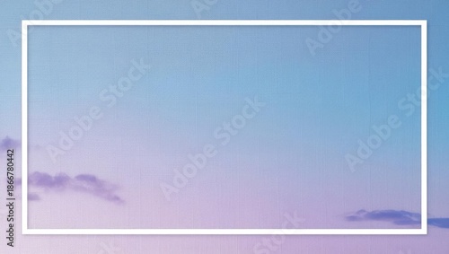 Gradient Sky Background with White Frame for Text or Design, Pastel Colors with Subtle Clouds