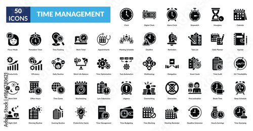 time management glyph icon set. Goal Target, Donation Box, Crowdfunding, Backer Support, Campaign Win, Pledge Deal, Stretch Goal