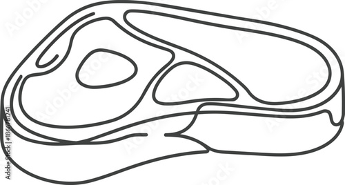 Simple Line Drawing of a Raw Steak Cut.