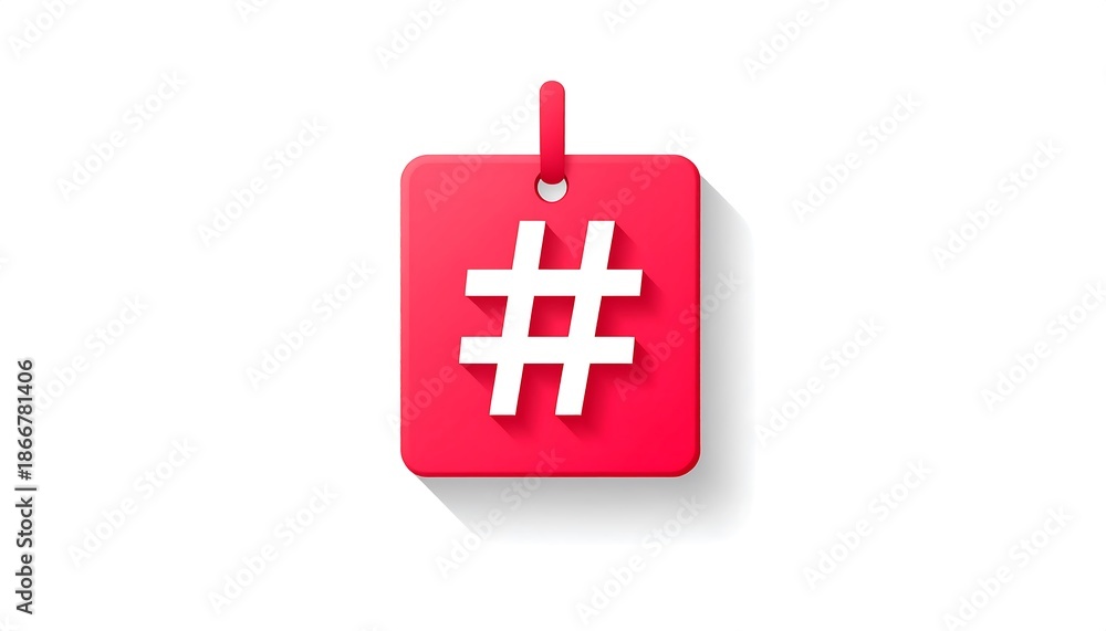 Obraz premium Hashtag Symbol on a Red Tag.