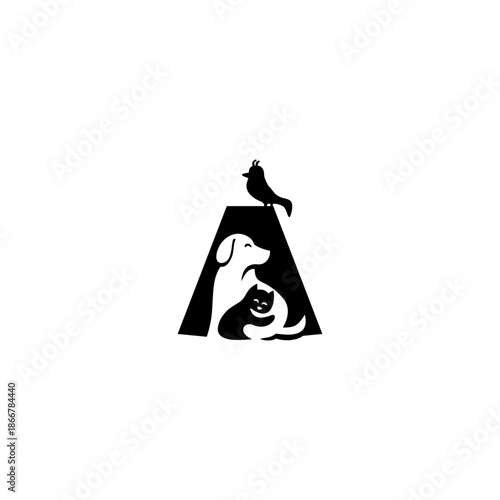 Creative vector cat, dog, bir...