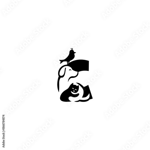 Creative vector cat, dog, bir...