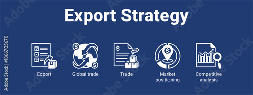 Export Strategy web banner icon vector illustration concept for  with icon of Export, Global trade, Trade, Market.