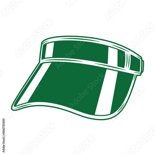 Green visor cap with white stripes on transparent background