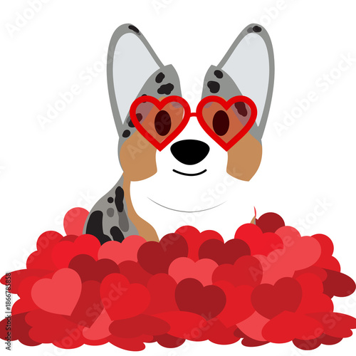 Cute Corgi Dogs With Heart Stickers