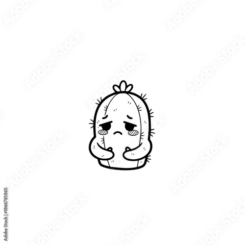 Sad little cactus character