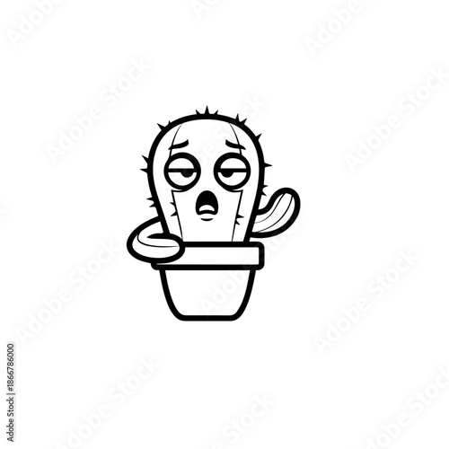 Tired cartoon cactus