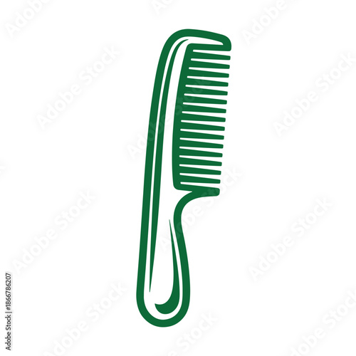 Green wide toothed comb for hair care and styling tools  simple illustration