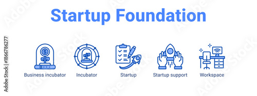 Startup Foundation web banner icon vector illustration concept for  with icon of Business incubator, Incubator, Startup.