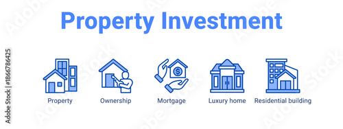 Property Investment web banner icon vector illustration concept for  with icon of Property, Ownership, Mortgage, Luxury.