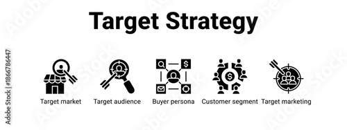 Target Strategy web banner icon vector illustration concept for  with icon of Target market, Target audience, Buyer persona, Customer.