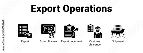 Export Operations web banner icon vector illustration concept for  with icon of Export, Export license, Export document.