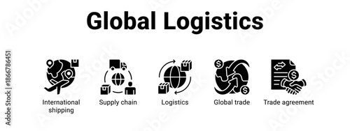 Global Logistics web banner icon vector illustration concept for  with icon of International shipping, Supply chain, Logistics, Global.