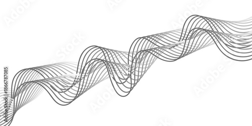 Vector illustration of a naked woman's body featuring an abstract blue wave pattern with 3d lines and flowing curves on a dark black backdrop