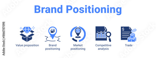 Brand Positioning web banner icon vector illustration concept for  with icon of Value proposition, Brand positioning, Market positioning.