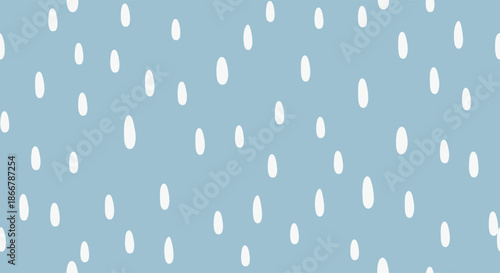 Simple seamless pattern of abstract white rain drops or brush strokes on a soft pastel blue background for a minimalist texture.