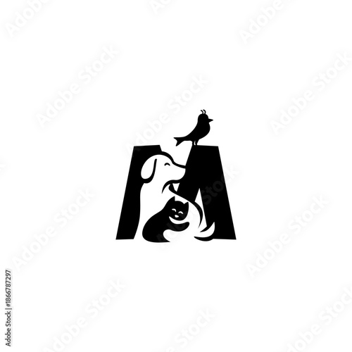 Creative vector cat, dog, bir...