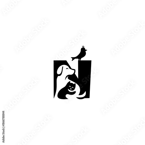 Creative vector cat, dog, bir...