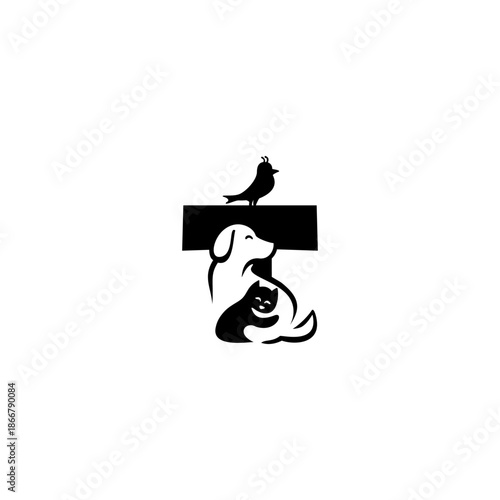 Creative vector cat, dog, bir...