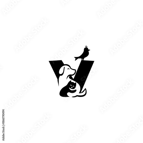 Creative vector cat, dog, bir...