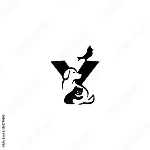 Creative vector cat, dog, bir...