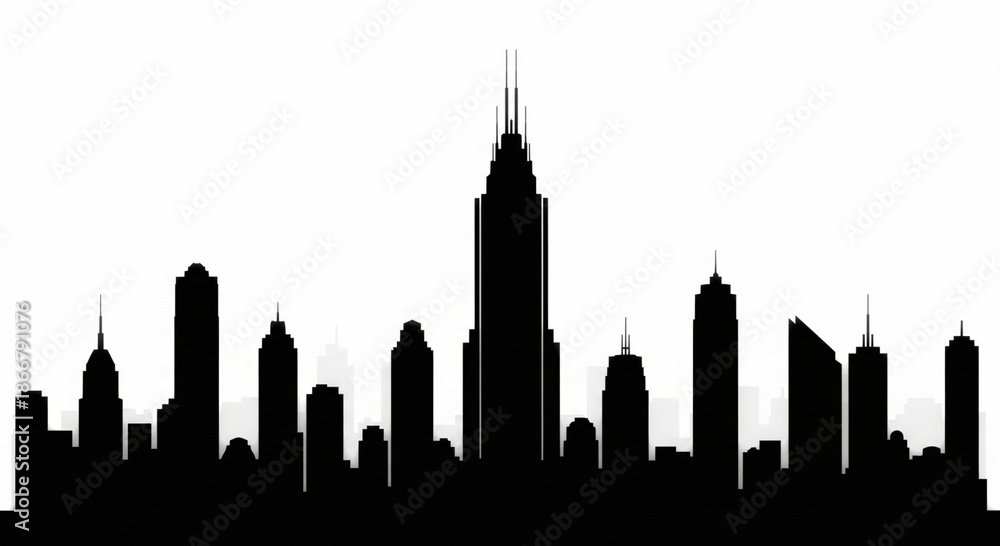 Fototapeta premium Minimalist city skyline silhouette with elegant gradient background. Modern urban vector design.