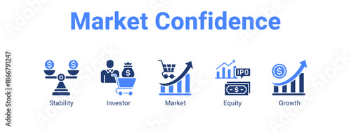 Market Confidence web banner icon vector illustration concept for  with icon of Stability, Investor.