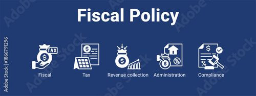 Fiscal Policy web banner icon vector illustration concept for  with icon of Fiscal, Tax, Revenue.