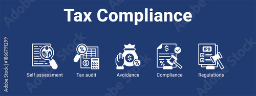 Tax Compliance web banner icon vector illustration concept for  with icon of Self assessment, Tax audit.