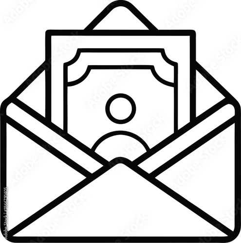 envelope money cash icon outline vector 