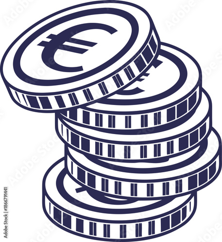 euro currency coins stack symbol