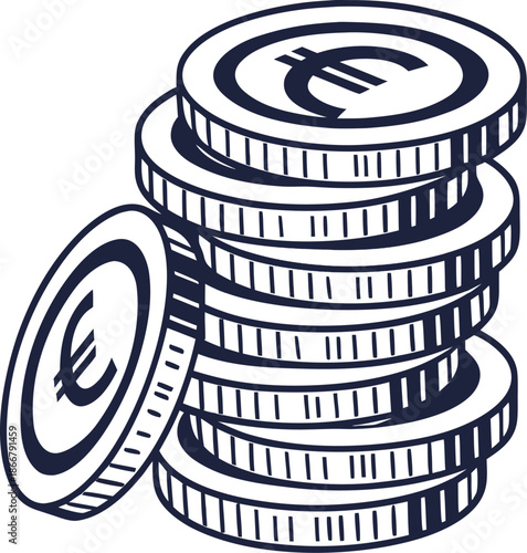 euro currency coins stack symbol