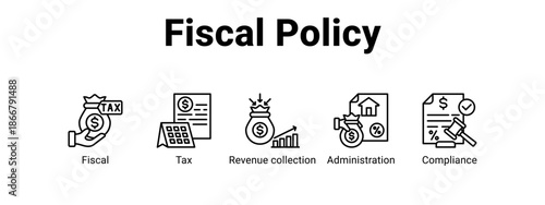 Fiscal Policy web banner icon vector illustration concept for  with icon of Fiscal, Tax, Revenue.
