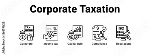 Corporate Taxation web banner icon vector illustration concept for  with icon of Corporate, Income tax, Capital.
