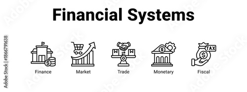 Financial Systems web banner icon vector illustration concept for  with icon of Finance, Market.