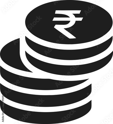 Indian rupee coin stack silhouette logo design, clip art vector