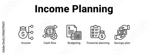 Income Planning web banner icon vector illustration concept for  with icon of Income, Cash flow, Budgeting, Financial.