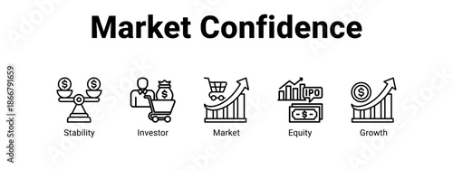 Market Confidence web banner icon vector illustration concept for  with icon of Stability, Investor.