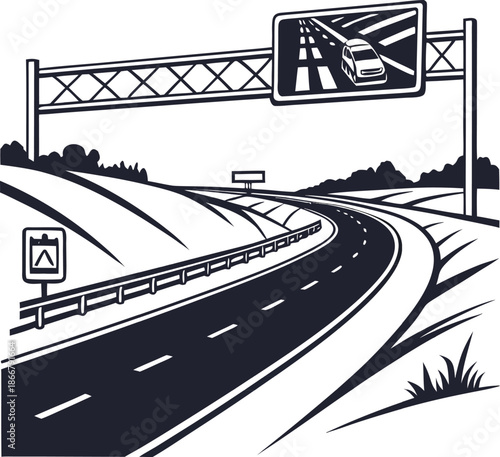 highway icon outline vector icon