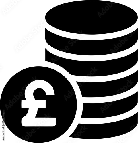 stack pound coins icon silhouette vector