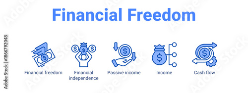 Financial Freedom web banner icon vector illustration concept for  with icon of Financial freedom, Financial independence, Passive income.