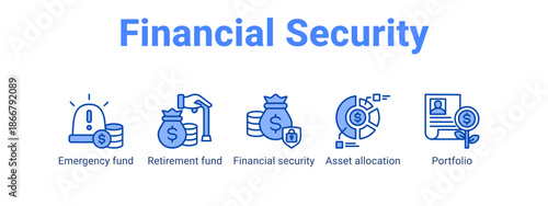 Financial Security web banner icon vector illustration concept for  with icon of Emergency fund, Retirement fund, Financial security.