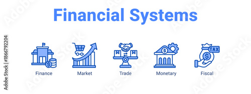 Financial Systems web banner icon vector illustration concept for  with icon of Finance, Market.