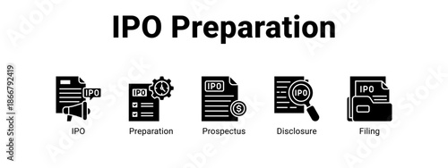 IPO Preparation web banner icon vector illustration concept for  with icon of IPO, Preparation.