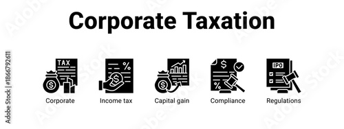Corporate Taxation web banner icon vector illustration concept for  with icon of Corporate, Income tax, Capital.