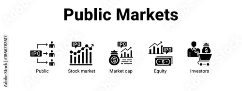 Public Markets web banner icon vector illustration concept for  with icon of Public, Stock market, Market.
