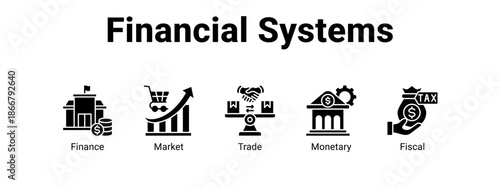 Financial Systems web banner icon vector illustration concept for  with icon of Finance, Market.