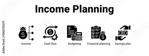 Income Planning web banner icon vector illustration concept for  with icon of Income, Cash flow, Budgeting, Financial.