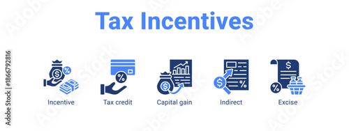 Tax Incentives web banner icon vector illustration concept for  with icon of Incentive, Tax credit, Capital.